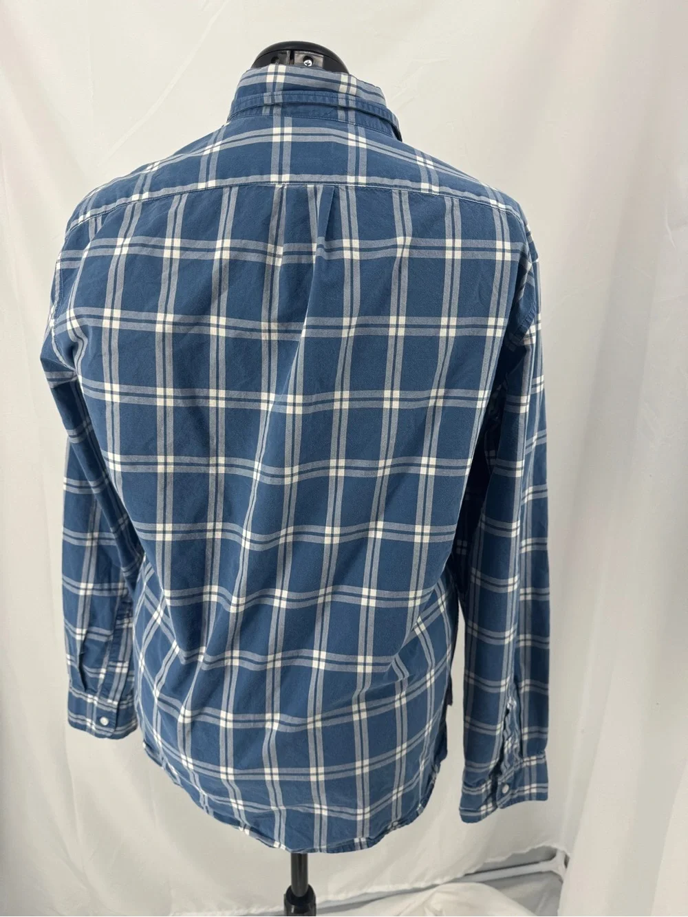 J. Crew Men's Navy and White Plaid Button-Down Shirt 0228